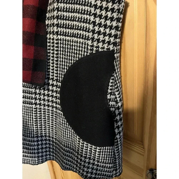Cameleon Women’s Size Large Plaid Houndstooth Black Red White Vest Wool USA Made - Picture 5 of 6
